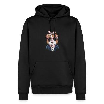 Coole Meerschweinchen mit Herz-Sonnenbrille - Männer Premium Bio Hoodie - Schwarz - Vorne - Nico (187cm)