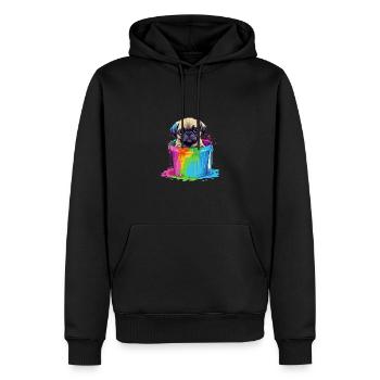 Mops Niedlicher Hund Farbeimer - Männer Premium Bio Hoodie - Schwarz - Vorne - Nico (187cm)