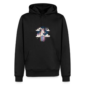 Verträumtes Regenbogen-Einhorn Himmel für Kinder - Männer Premium Bio Hoodie - Schwarz - Vorne - Nico (187cm)