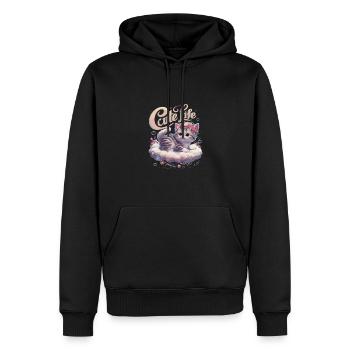 Bezaubernde Baby Katze Blumen Wolke Träumen für - Männer Premium Bio Hoodie - Schwarz - Vorne - Nico (187cm)