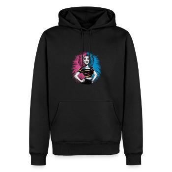 Punk Löwe mit rosa und blauen Haaren Retro Style - Männer Premium Bio Hoodie - Schwarz - Vorne - Nico (187cm)
