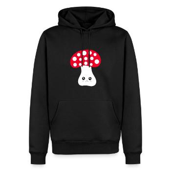 Kawaii Pilz Fliegenpilz cute rot mit Gesicht - Männer Premium Bio Hoodie - Schwarz - Vorne - Nico (187cm)