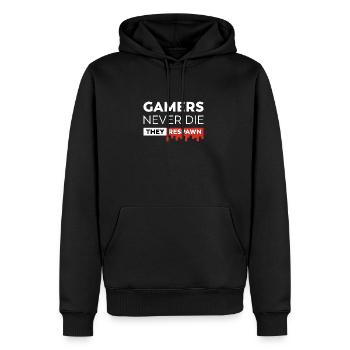 Gamers Never Die They Respawn - Männer Premium Bio Hoodie - Schwarz - Vorne - Nico (187cm)