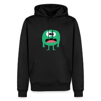 confused green monster - Männer Premium Bio Hoodie - Schwarz - Vorne - Nico (187cm)