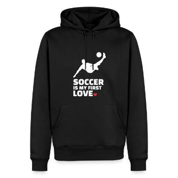Ich Liebe Fußball Stylish Soccer Silhouette - Männer Premium Bio Hoodie - Schwarz - Vorne - Nico (187cm)