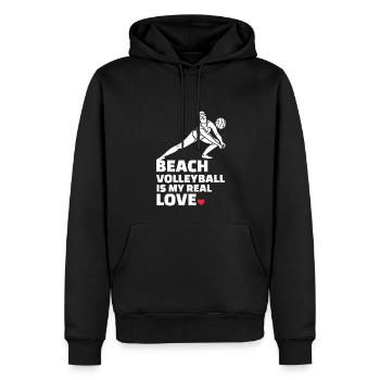 J’adore le beach-volley Plage élégante - Sweat à capuche Premium bio Homme - noir - Devant - Nico (187cm)