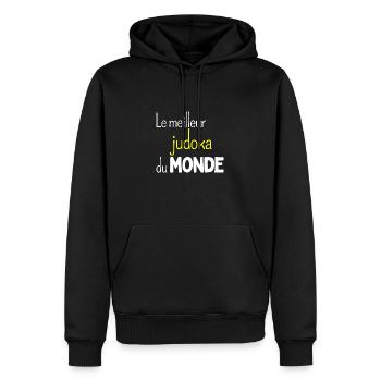 judo meilleur du monde - idee cadeau judo - Sweat à capuche Premium bio Homme - noir - Devant - Nico (187cm)