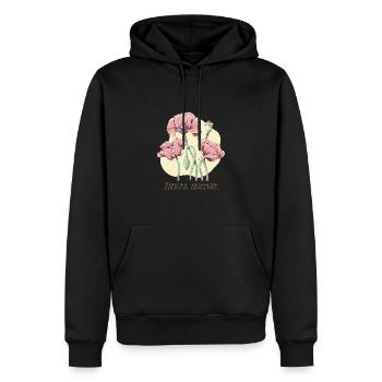 Dessin botanique de sable de coquelicot - Sweat à capuche Premium bio Homme - noir - Devant - Nico (187cm)