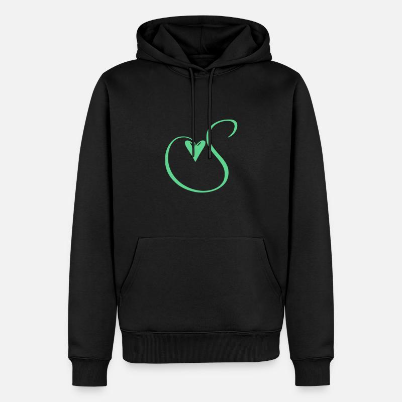 Monogramm S Herz Ranke - Männer Premium Bio Hoodie - Schwarz