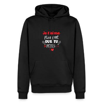 Valentine's Day Men Women I adore you stronger - Men’s Premium Organic Hoodie - black - Front - Nico (187cm)