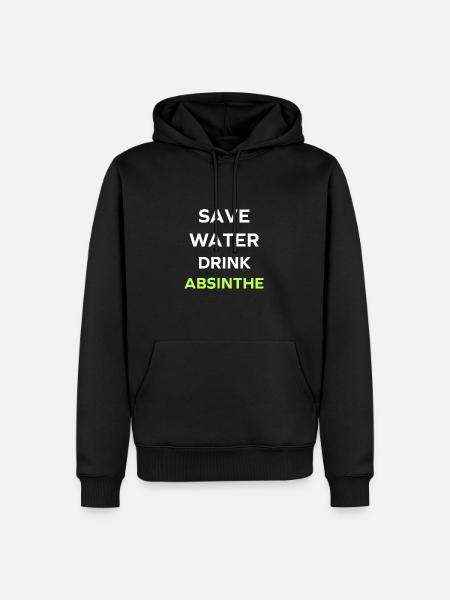 Save water drink absinthe - Men’s Premium Organic Hoodie - black