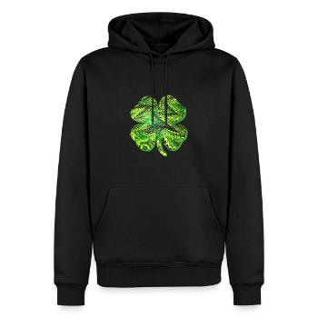 Trèfle E 35 - Sweat à capuche Premium bio Homme - noir - Devant - Nico (187cm)