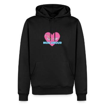natation mon amour - Sweat à capuche Premium bio Homme - noir - Devant - Nico (187cm)
