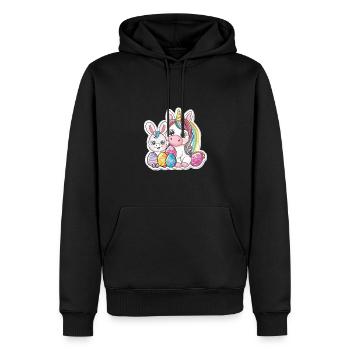 Einhorn Ostern für Kinder Regenbogen und Eier für - Männer Premium Bio Hoodie - Schwarz - Vorne - Nico (187cm)
