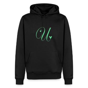Monogramm U Herz Ranke - Männer Premium Bio Hoodie - Schwarz - Vorne - Nico (187cm)