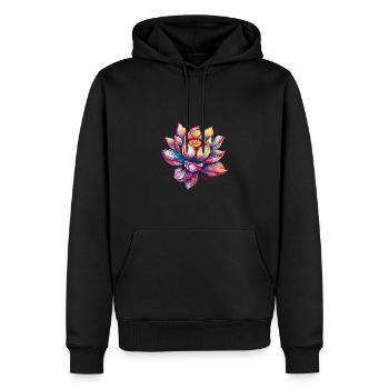 Fleur de lotus - symbole de sérénité et de beauté - Sweat à capuche Premium bio Homme - noir - Devant - Nico (187cm)