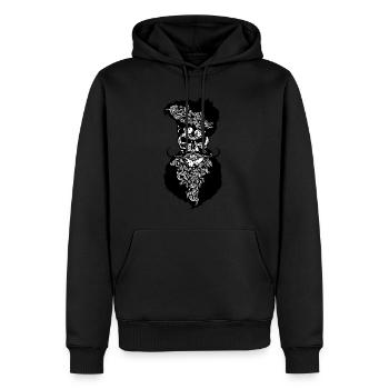 tete de mort hipster barbu crane skull moustache s - Sweat à capuche Premium bio Homme - noir - Devant - Nico (187cm)