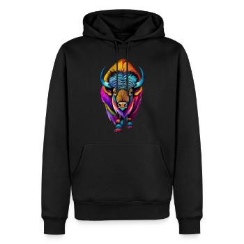 Bison - Men’s Premium Organic Hoodie - black - Front - Nico (187cm)