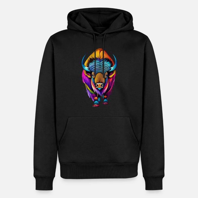 Bison - Sweat à capuche Premium bio Homme - noir