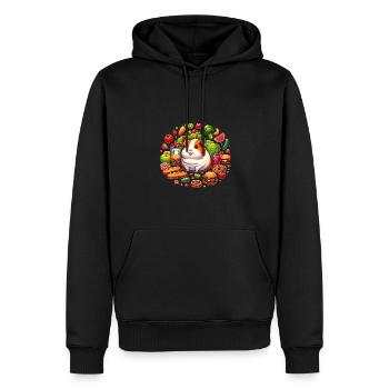 Süßes Meerschweinchen umgeben von leckerem Essen - Männer Premium Bio Hoodie - Schwarz - Vorne - Nico (187cm)