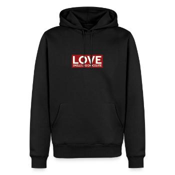 L’AMOUR SENT LE CHOCOLAT - Sweat à capuche Premium bio Homme - noir - Devant - Nico (187cm)
