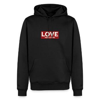 L’AMOUR REND STUPIDE - Sweat à capuche Premium bio Homme - noir - Devant - Nico (187cm)