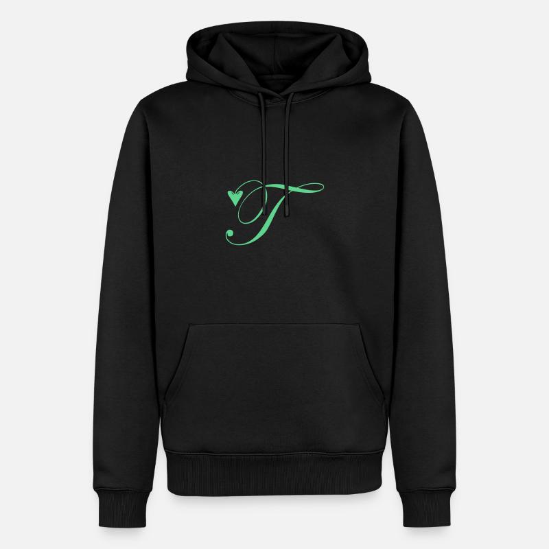 Monogramme T Coeur Vigne - Sweat à capuche Premium bio Homme - noir