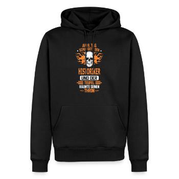 HISTORIKER - Männer Premium Bio Hoodie - Schwarz - Vorne - Nico (187cm)
