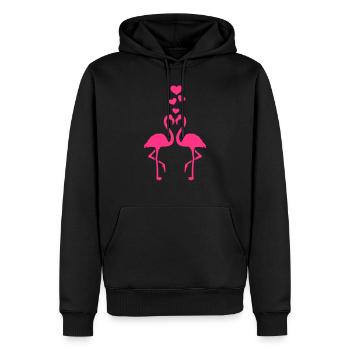 Flamingo - Männer Premium Bio Hoodie - Schwarz - Vorne - Nico (187cm)
