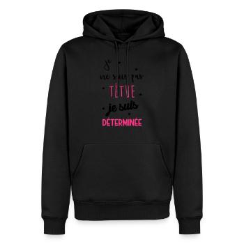 Je ne suis pas têtue... Drôle Déterminée Caractère - Sweat à capuche Premium bio Homme - noir - Devant - Nico (187cm)