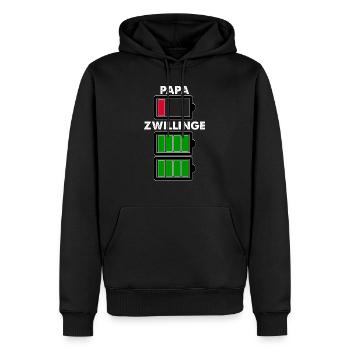 Akku leer! Papa Zwillinge Geschenk T-Shirt lustig - Männer Premium Bio Hoodie - Schwarz - Vorne - Nico (187cm)