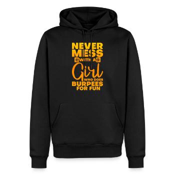 Ne jouez jamais avec une fille qui fait des burpees pour le plaisir 4 - Sweat à capuche Premium bio Homme - noir - Devant - Nico (187cm)