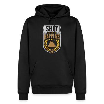 Couronne de laurier Shit happens citation - Sweat à capuche Premium bio Homme - noir - Devant - Nico (187cm)