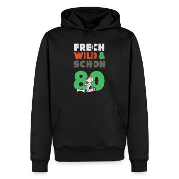 Geschenk 80 Jahre Geburtstag Frau Hund - Männer Premium Bio Hoodie - Schwarz - Vorne - Nico (187cm)