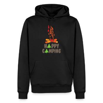 happy camper - camping life - Sweat à capuche Premium bio Homme - noir - Devant - Nico (187cm)