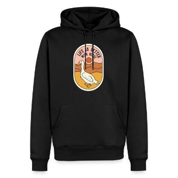 Vie avec des oies, faune, nature, oie mignonne - Sweat à capuche Premium bio Homme - noir - Devant - Nico (187cm)