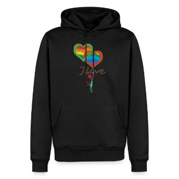 Herz - Männer Premium Bio Hoodie - Schwarz - Vorne - Nico (187cm)