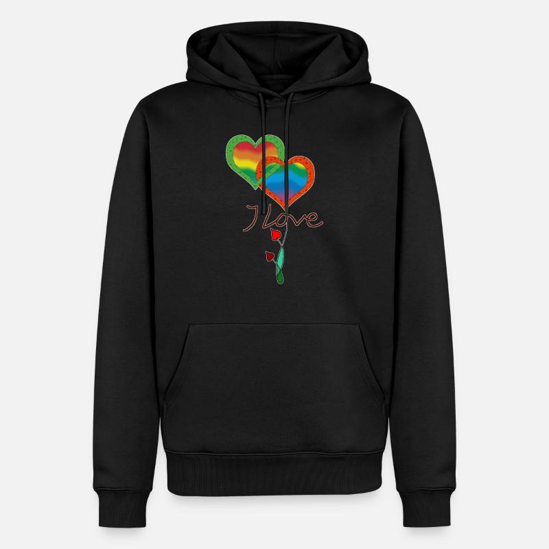 Cœur - Sweat à capuche Premium bio Homme - noir