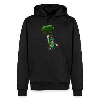 Gnome femelle lutin volant avec une feuille de trèfle - Sweat à capuche Premium bio Homme - noir - Devant - Nico (187cm)