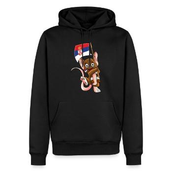 Serbien Fan Maus - Männer Premium Bio Hoodie - Schwarz - Vorne - Nico (187cm)