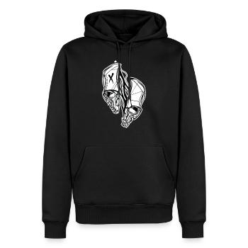 Geteilter Schädel // Illustration - Männer Premium Bio Hoodie - Schwarz - Vorne - Nico (187cm)