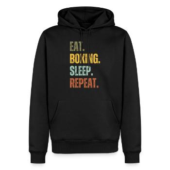 EAT BOXING SLEEP REPEAT - Men’s Premium Organic Hoodie - black - Front - Nico (187cm)