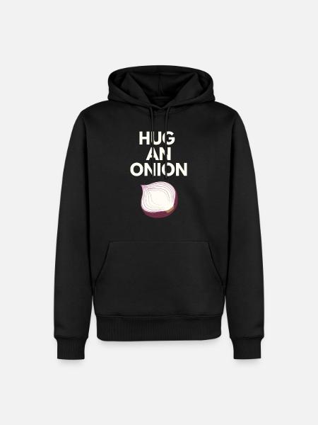 HUG AN ONION - Men’s Premium Organic Hoodie - black