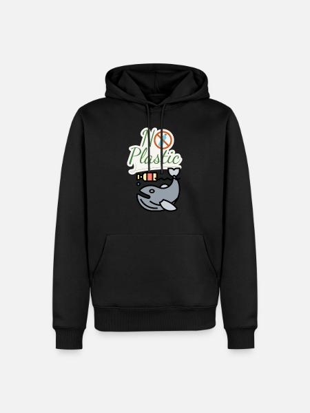 No plastic - Männer Premium Bio Hoodie - Schwarz