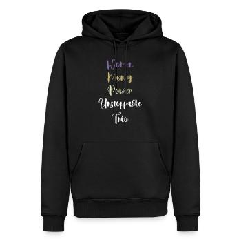 Femmes, argent, pouvoir = Trio imparable - Sweat à capuche Premium bio Homme - noir - Devant - Nico (187cm)