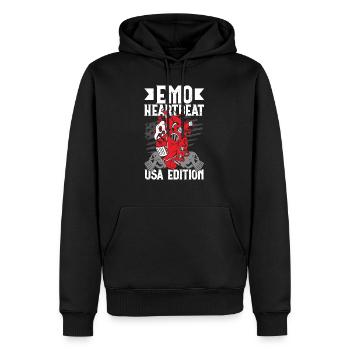 Emoticon Emo Heartbeat USA Edition Emocore - Männer Premium Bio Hoodie - Schwarz - Vorne - Nico (187cm)