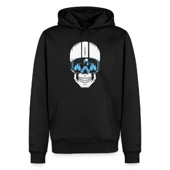 Schädel mit Skibrille - Männer Premium Bio Hoodie - Schwarz - Vorne - Nico (187cm)