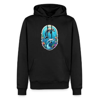 Delfin & Ozean - Männer Premium Bio Hoodie - Schwarz - Vorne - Nico (187cm)