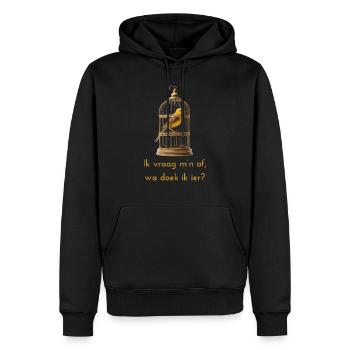 Je me demande? Dialecte anversois Chemises - Sweat à capuche Premium bio Homme - noir - Devant - Nico (187cm)