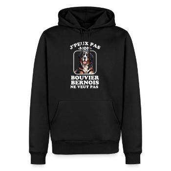 Chien de race bouvier bernois chien doux - Sweat à capuche Premium bio Homme - noir - Devant - Nico (187cm)